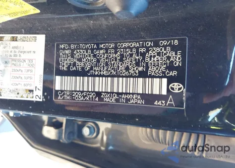 2019 Toyota C-Hr Le z USA, uszkodzony, nr VIN JTNKHMBX7K1026753